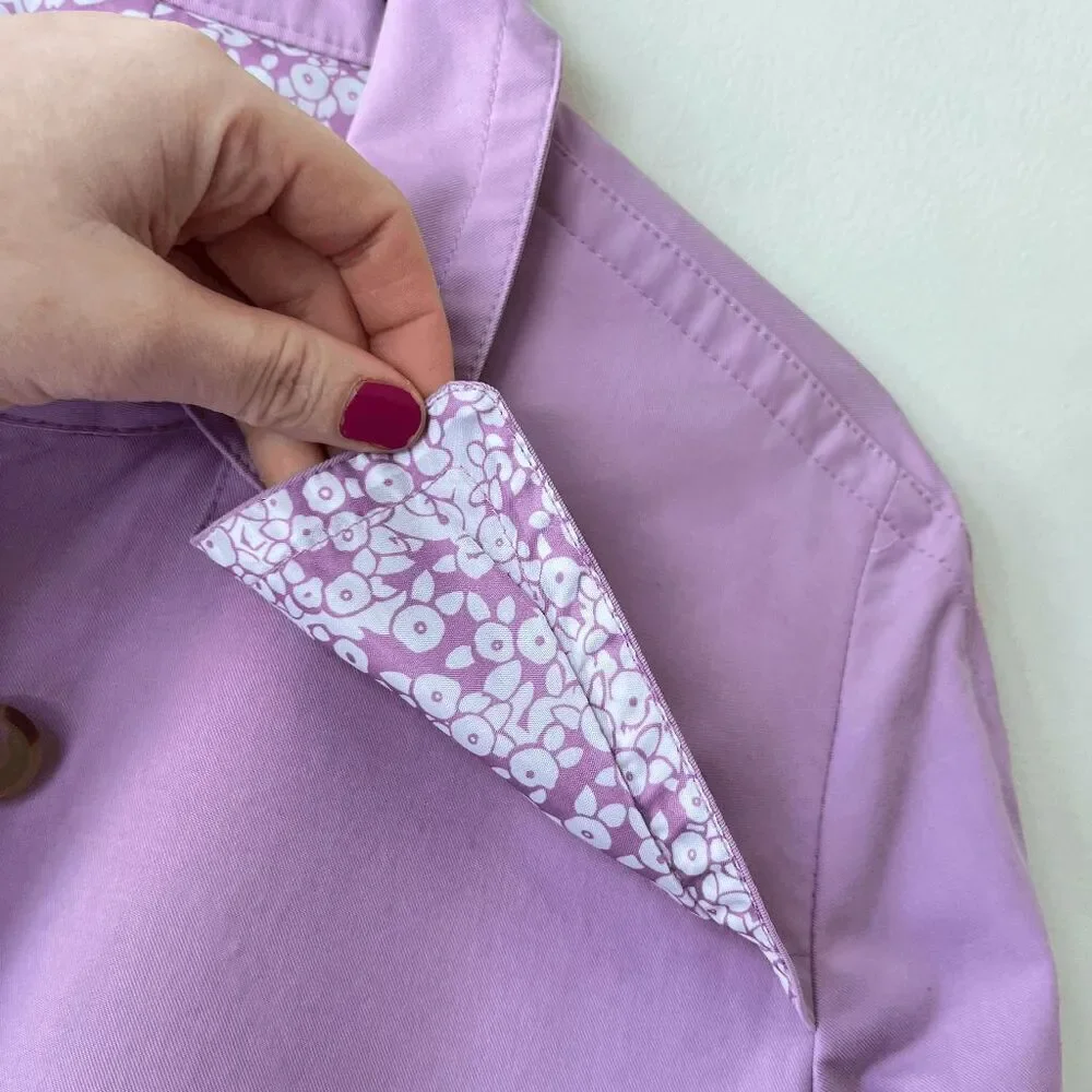 Vintage Y2K Charter Club Lilac Jacket 70s Style Preppy Oversized Collar M